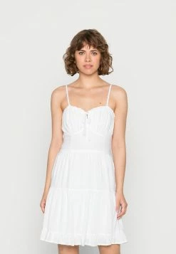 Hollister Co. BARE RUCHED BUST DRESS - Freizeitkleid - White | Damen