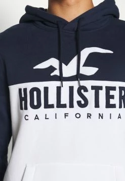 Hollister Co. TECH LOGO SPLICE - Sweatshirt - White/navy | Herren -Hollister Co Verkäufe 2022 9bdc77707fa4465cb0e30a3d33e70ffd