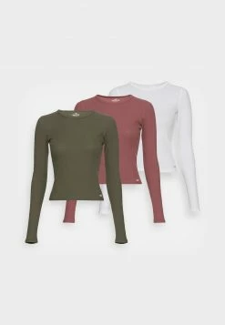 Hollister Co. ZALANDO SLIM CREW 3er Pack - Langarmshirt - Bright White/beetle/rose Brown | Damen -Hollister Co Verkäufe 2022 9bf5f96a6ce6488fbdefd304f7765967