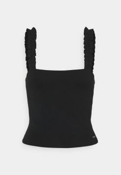 Hollister Co. RUFFLE STRAP CAMI - Top - Black | Damen -Hollister Co Verkäufe 2022 9cbb06e512ad4dff97f3cb71b33bd420