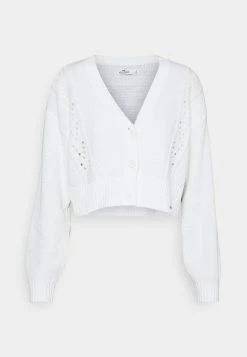 Hollister Co. EASY POINTELLE CROP CARDI - Strickjacke - White | Damen -Hollister Co Verkäufe 2022 9eff0735237e46bf9502b9fe16be7b62