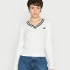 Hollister Co. ICON CABLE V NECK - Strickpullover - White/navy Tipping | Damen -Hollister Co Verkäufe 2022 a495be3f1b734e1480841e0e7415c205