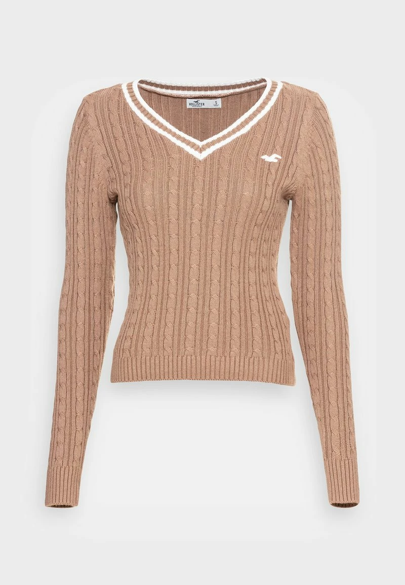 Hollister Co. ICON CABLE V NECK - Strickpullover - Portabella Tipped | Damen 6 Hollister Co. ICON CABLE V NECK - Strickpullover - Portabella Tipped | Damen – Bild 4