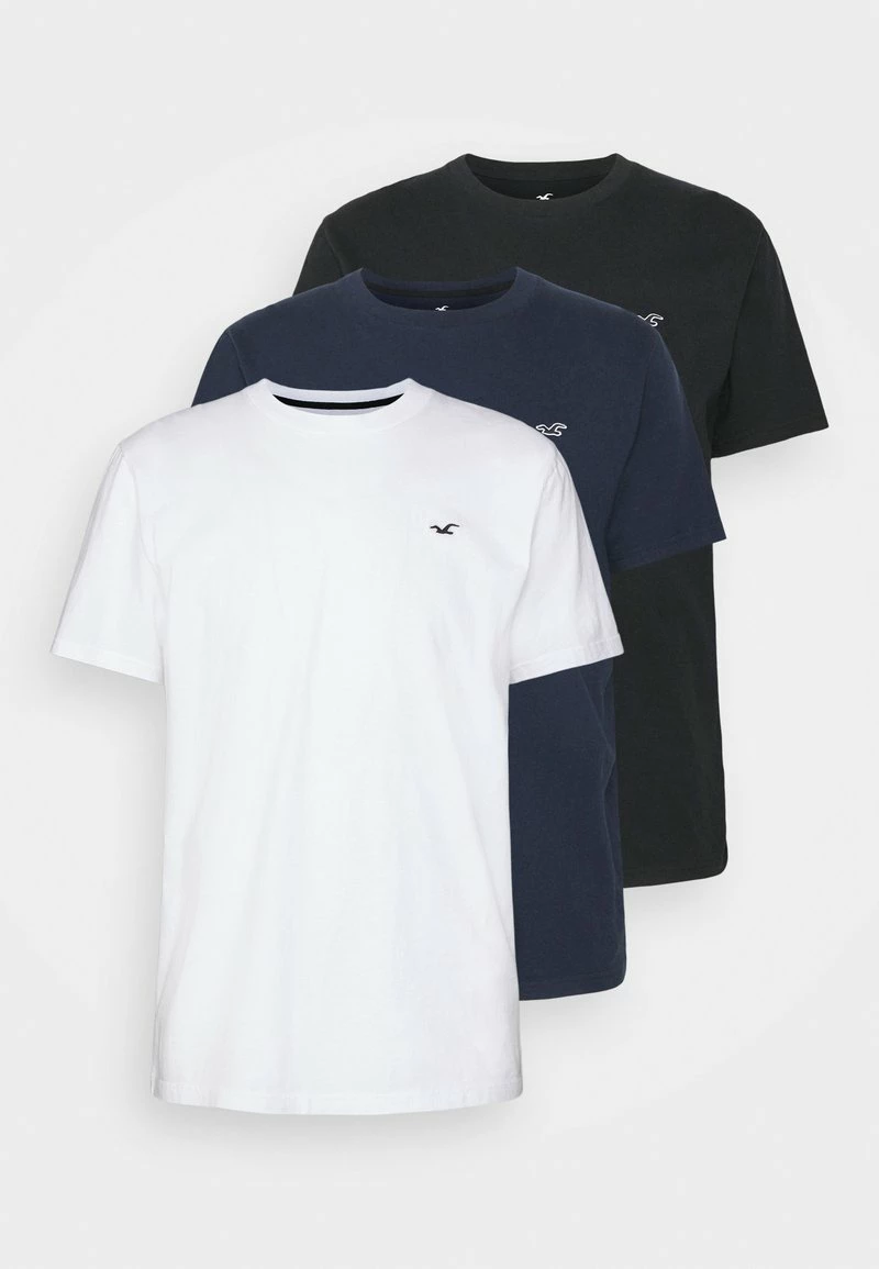 Hollister Co. CREW CORE 3 PACK - T-Shirt Basic - White/black Multi/navy | Herren 3 Hollister Co. CREW CORE 3 PACK - T-Shirt Basic - White/black Multi/navy | Herren