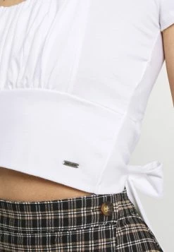 Hollister Co. CROP RUCHED BUST BACK TIE - T-Shirt Print - White | Damen -Hollister Co Verkäufe 2022 afc09951343643dbb7817d4d346348c1