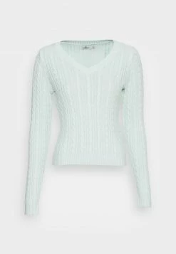 Hollister Co. ICON CABLE V NECK UPDATE - Strickpullover - Pale Blue | Damen -Hollister Co Verkäufe 2022 b02205c2f9c3467db04c52be829cf8ca