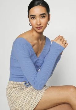 Hollister Co. SLIM CINCH FRONT N BACK - Strickpullover - Medium Blue | Damen -Hollister Co Verkäufe 2022 b9bc866394044bf3a781b0035d29f902