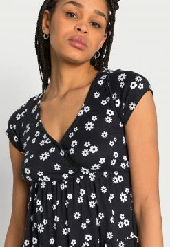 Hollister Co. TIERED SHORT DRESS - Freizeitkleid - Black/white Floral | Damen -Hollister Co Verkäufe 2022 bd7922eb095546248ab34a185487688b