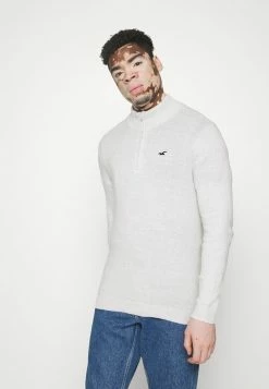 Hollister Co. QUARTER ZIP - Strickpullover - Light Grey | Herren