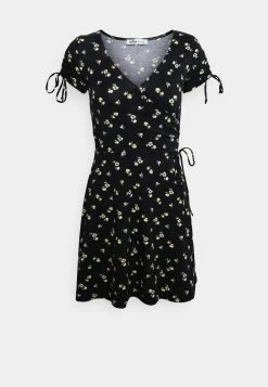 Hollister Co. CINCH DRESS - Freizeitkleid - Black/yellow | Damen