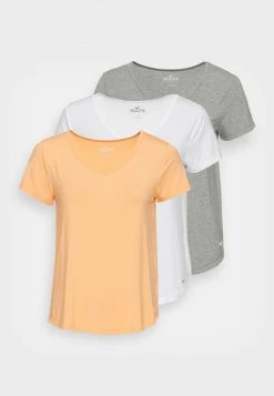 Hollister Co. EASY VEE 3 PACK - T-Shirt Basic - Bright White/apricot Nectar | Damen -Hollister Co Verkäufe 2022 bfb04824c4974da8bfbb93b55a0ced86