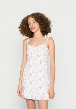 Hollister Co. BARE VOLUME WOVEN DRESS - Freizeitkleid - White/pink | Damen