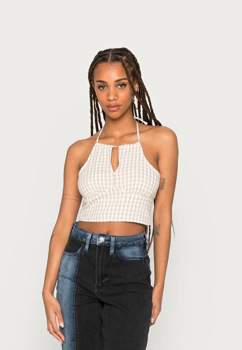 Hollister Co. BARE HALTER - Top - Tan Gingham | Damen 3 Hollister Co. BARE HALTER - Top - Tan Gingham | Damen