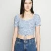 Hollister Co. CINCH TIE - T-Shirt Print - White/blue | Damen -Hollister Co Verkäufe 2022 d6be13baee884468bb99096cd0b0ccf7
