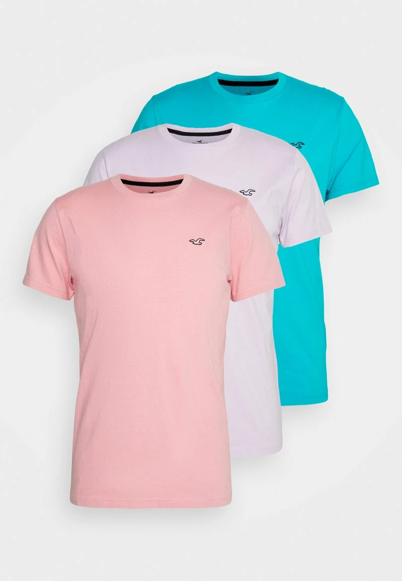 Hollister Co. CREW SOLIDS 3 PACK - T-Shirt Basic - Turq/lilac/pink | Herren 3 Hollister Co. CREW SOLIDS 3 PACK - T-Shirt Basic - Turq/lilac/pink | Herren