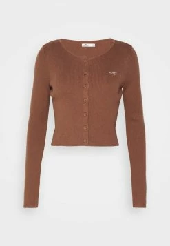 Hollister Co. ICON CROP CARDIGAN SOLIDS - Strickjacke - Sequoia Brown | Damen