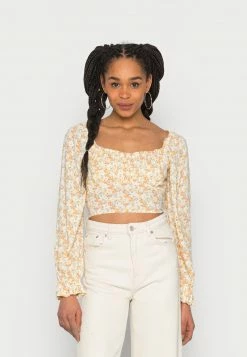 Hollister Co. LACE UP - Bluse - Yellow | Damen