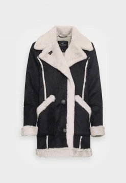 Hollister Co. LONG SHEARLING JACKET - Kurzmantel - Black | Damen -Hollister Co Verkäufe 2022 e1280f8021e641e19df6f444bd186fa5
