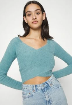 Hollister Co. COSZY WRAP SWEATER - Strickpullover - Smoke Blue | Damen -Hollister Co Verkäufe 2022 e3623ca3792e41fdb4ebb089437a931f
