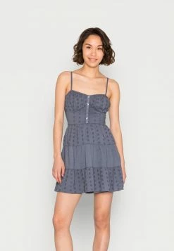 Hollister Co. BARE VOLUME DRESS PRETTY - Freizeitkleid - Pretty Navy Texture | Damen