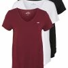 Hollister Co. EASY BASIC 3 PACK - T-Shirt Basic - White/black/burg | Damen
