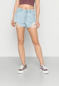 Hollister Co. CHAIN 80S MOM SUPER LIGHT SHARK - Jeans Shorts - Light Blue | Damen