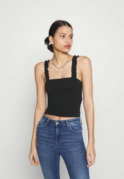 Hollister Co. RUFFLE STRAP CAMI - Top - Black | Damen