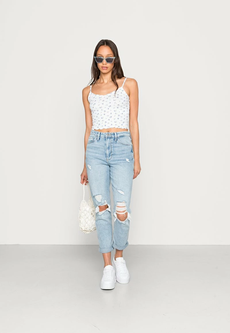 Hollister Co. 3 PACK - Top - White Ground Blue/griaille/white | Damen 3 Hollister Co. 3 PACK - Top - White Ground Blue/griaille/white | Damen