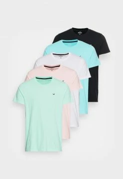 Hollister Co. CREW SEASONAL 5 PACK - T-Shirt Basic - Black/white/pink/green/blue | Herren -Hollister Co Verkäufe 2022 f772be49079048cda103efeb7b07eadc