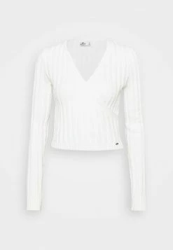 Hollister Co. CROP WRAP FRONT - Strickpullover - White | Damen -Hollister Co Verkäufe 2022 fbefb9eb3df94e7cacfdaf5fb5976532