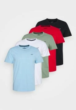 Hollister Co. CREW CORE 5 PACK - T-Shirt Basic - Black | Herren