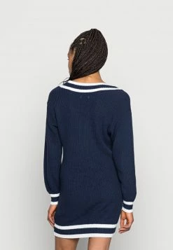 Hollister Co. VARSITY WEBEX DRESS - Strickkleid - Navy With White Tipping | Damen -Hollister Co Verkäufe 2022 fe5a40ed0fa940e8a0cfc1eeb77015e6