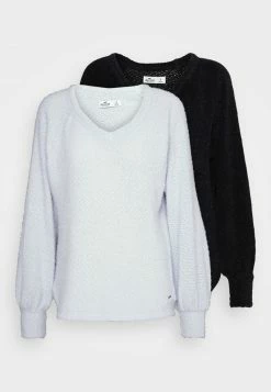 Hollister Co. COZY EYELASH EASY VEE 2 PACK - Strickpullover - Black/xenon Blue | Damen -Hollister Co Verkäufe 2022 ff6f9601aad745c1ab581c56b714dbd3